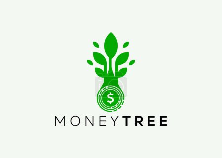 Minimalist Money tree logo design vector template. Money grow investment for business finance logo. Money investment logo