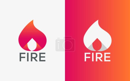 Logo minimalista del vector de llama de fuego. Moderno logotipo colorido Bonfire vector. abstracto colorido Fuego logo