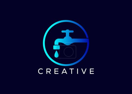 Plantilla de vector de logotipo de grifo de agua colorido creativo y mínimo