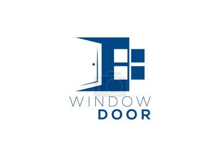 Plantilla de vector de logotipo de ventana y puerta creativa y mínima
