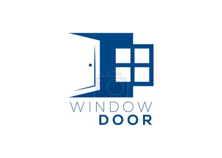 Plantilla de vector de logotipo de ventana y puerta creativa y mínima