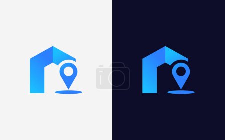 Creative and minimal home location logo vector template. Modern roof pin logo