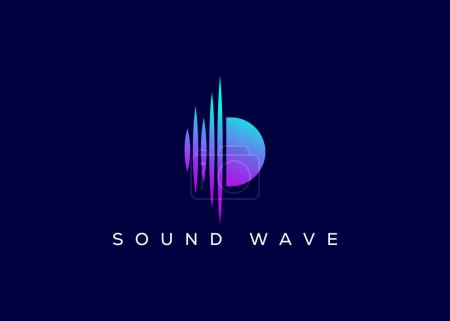 Minimalist Letter D Sound Wave vector logo. Modern Sound Wave logo. D Music Logo