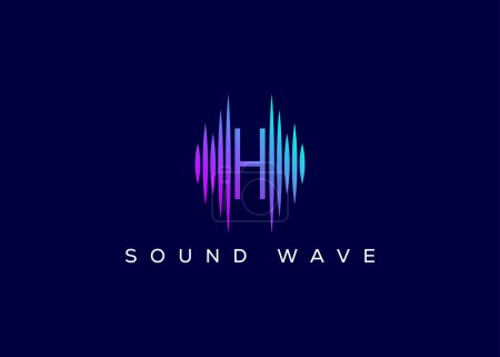 Minimalistisches Letter H Sound Wave Vektor Logo. Modernes Sound Wave Logo. H Music Logo
