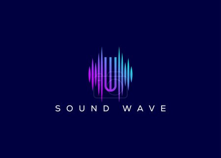 Letra minimalista W Sound Wave vector logo. Logo moderno de Sound Wave. W Music Logo