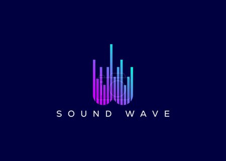 Letra minimalista W Sound Wave vector logo. Logo moderno de Sound Wave. W Music Logo