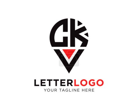 Téléchargez les illustrations : CKV letter location shape logo design. CKV letter location logo simple design. - en licence libre de droit