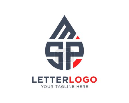 Illustration for Water drop shape MSP letter logo design. MSP drop logo simple design - Royalty Free Image