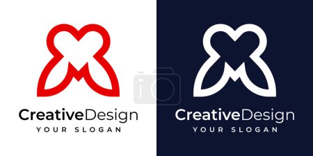 Kreativer Buchstabe m love logo design concept, 