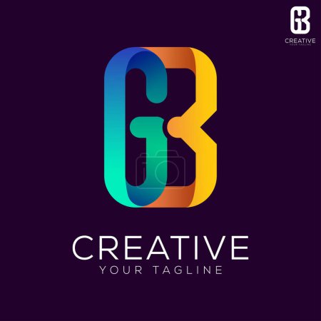 letra gb gradiente colorido logotipo