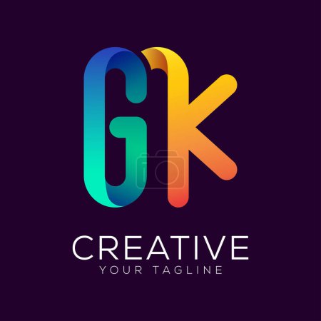 letra gk gradiente colorido logotipo