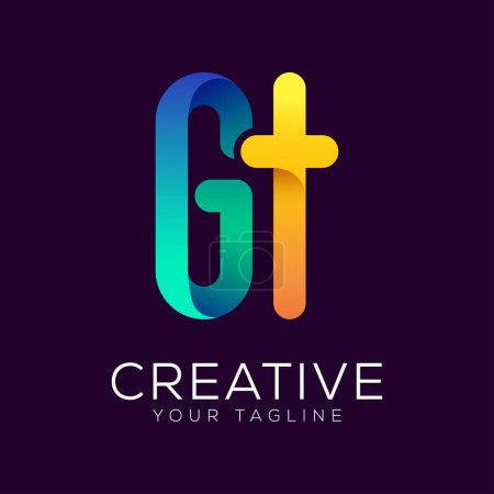 letter gt gradient colorful logo