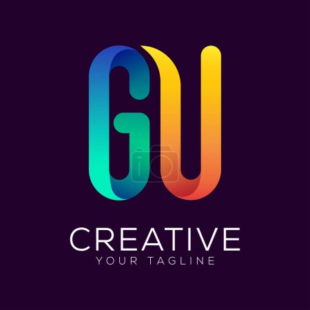 letter gu gradient colorful logo