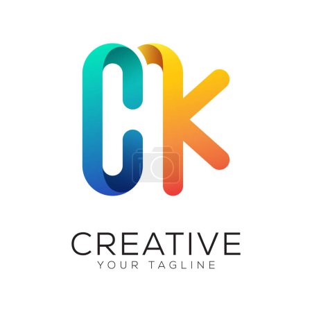 letter ck gradient colorful logo template