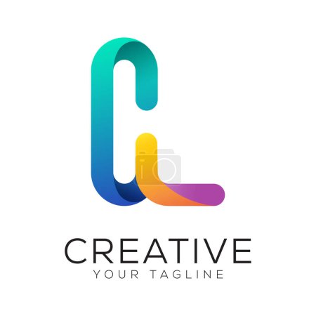 letter cl gradient colorful logo template