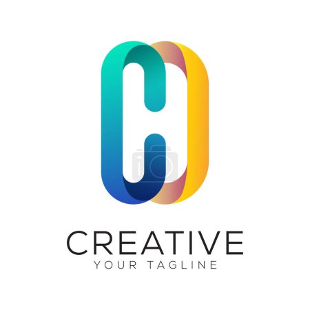 letter co gradient colorful logo template