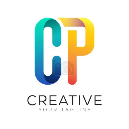 letter cp gradient colorful logo template