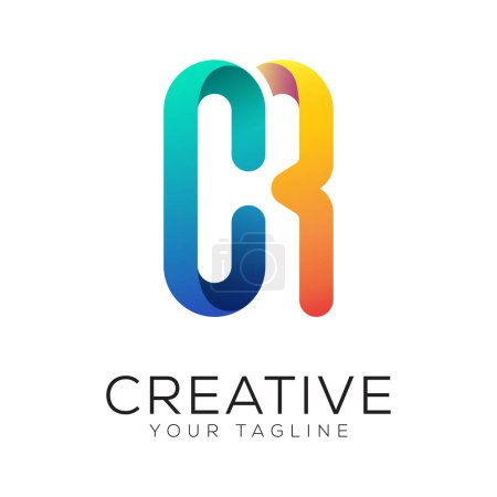 letter cr gradient colorful logo template