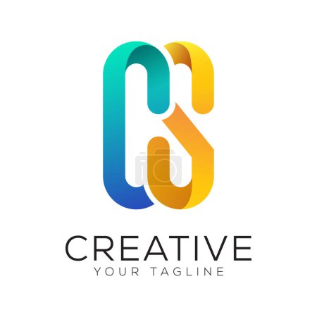 letter cs gradient colorful logo template