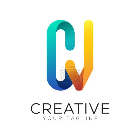 letter cv gradient colorful logo template
