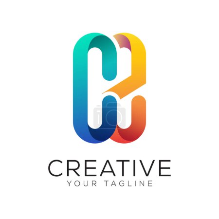 letter cz gradient colorful logo template