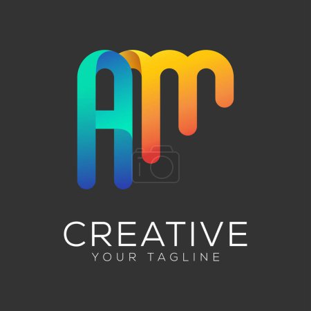 lettre am design gradient logo coloré 