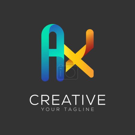 letter ax design gradient colorful logo 