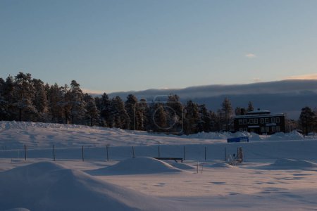 Paysage hivernal, Réserve naturelle, Laponie, Laponie, Norrbotten Laponie Suède Hiver arctique
