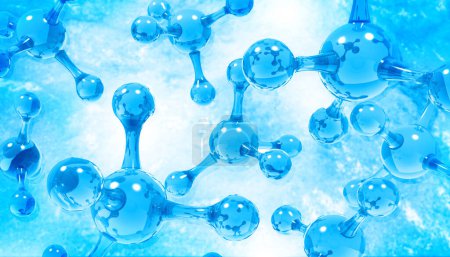 Foto de Atom Molecules on sicience background. ilustración 3d - Imagen libre de derechos