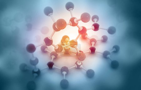 Foto de Atom Molecules on sicience background. ilustración 3d - Imagen libre de derechos
