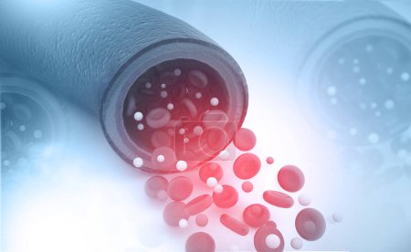 Foto de Virus y células sanguíneas en vena humana. 3d renderizar - Imagen libre de derechos