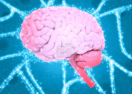 Photo for Human brain electrical signal. 3d illustration - Royalty Free Image