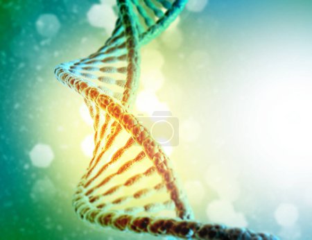 Foto de Hilos de ADN en los antecedentes científicos. Ilusión 3d - Imagen libre de derechos