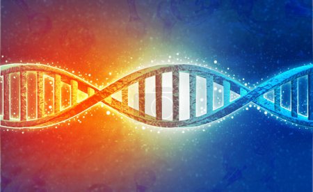 Téléchargez les photos : Brins d'ADN sur fond de science. Illustration 3d - en image libre de droit