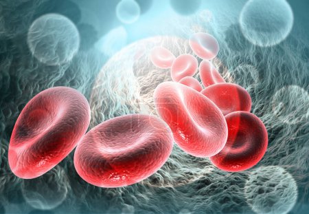 Foto de Glóbulos rojos en la vena. Sangre stream.science antecedentes. ilustración 3d - Imagen libre de derechos