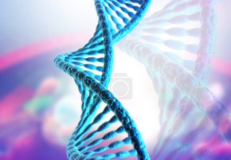 Photo for DNA strands on Scientific background. 3d illusation - Royalty Free Image