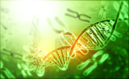 Téléchargez les photos : Brins d'ADN sur fond scientifique. Illustration 3d - en image libre de droit