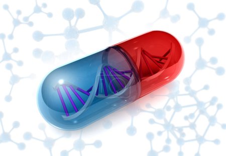 Photo for DNA in medical pill. Genetic Medicine. 3d render - Royalty Free Image