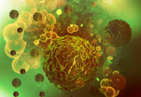 Foto de Células cancerosas antecedentes abstractos. ilustración 3d - Imagen libre de derechos