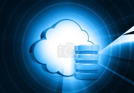 Foto de Computación en nube. Tecnología en la nube, Servidor en la nube sobre fondo tecnológico futurista.3d ilustración - Imagen libre de derechos