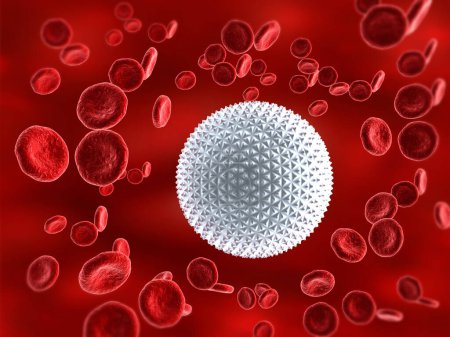Photo for Virus infecting the red bloods. 3d render - Royalty Free Image