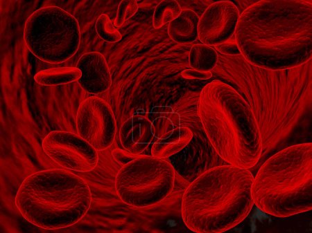 Photo for Red blood cells streaming. 3d render - Royalty Free Image