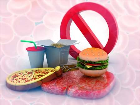 Photo for Forbidden fast food. 3d render - Royalty Free Image