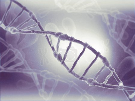 Foto de Estructura del ADN en el fondo científico.3d render - Imagen libre de derechos