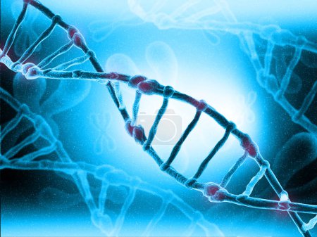 Foto de Estructura del ADN en el fondo científico.3d render - Imagen libre de derechos