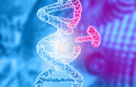 Photo for Genetic engineering with DNA on blue background. 3d render - Royalty Free Image