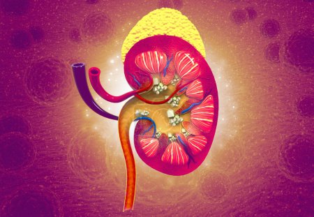 Photo for Cross Section Of Kidney. 3d render - Royalty Free Image