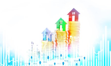 Photo for Prices graph of real estate. real estate growth concept. 3d illustration - Royalty Free Image