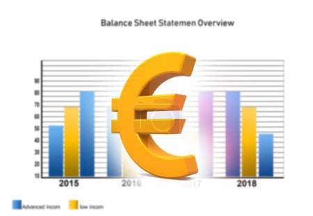 Téléchargez les photos : Euro signe sur le graphique du marché boursier économique. Illustration 3d - en image libre de droit