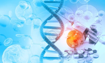 Foto de ADN humano con medicina genética. ilustración 3d - Imagen libre de derechos